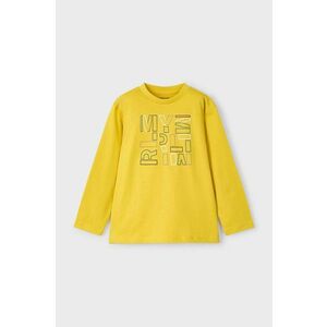 Mayoral longsleeve din bumbac pentru copii culoarea galben, cu imprimeu, 173 imagine