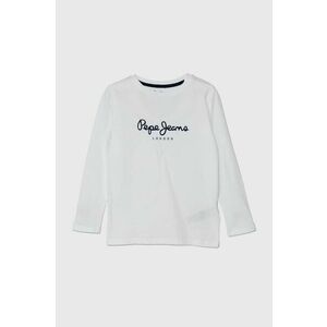 Pepe Jeans longsleeve din bumbac pentru copii NEW HERMAN culoarea alb, cu imprimeu, PB503919 imagine