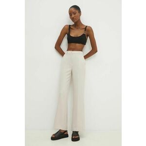 Answear Lab pantaloni femei, culoarea bej, drept, high waist imagine