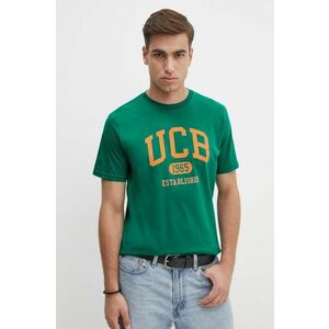 United Colors of Benetton tricou din bumbac barbati, culoarea verde, cu imprimeu, 3I1XU1096 imagine