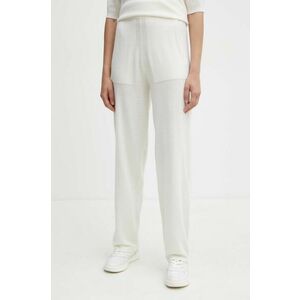 Max Mara Leisure pantaloni de lana culoarea bej, drept, high waist, 2426336018600 imagine