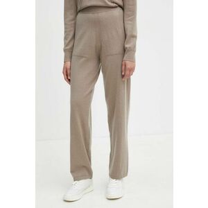 Max Mara Leisure pantaloni de lana culoarea bej, drept, high waist, 2426336018600 imagine