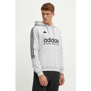 adidas bluza Tiro barbati, culoarea gri, cu glugă, cu imprimeu, IW5939 imagine