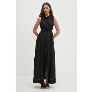 Sandro Ferrone rochie din in culoarea negru, maxi, evazati, SFS7XBDMISA imagine