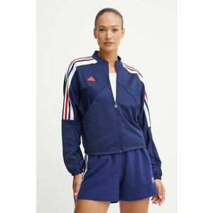 adidas bluza Tiro femei, culoarea albastru marin, cu imprimeu, IZ2054 imagine