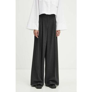 Iceberg pantaloni din lana culoarea gri, lat, high waist, B051 3068 imagine