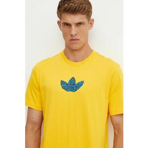 adidas Originals tricou din bumbac barbati, culoarea galben, cu imprimeu, IZ2572 imagine