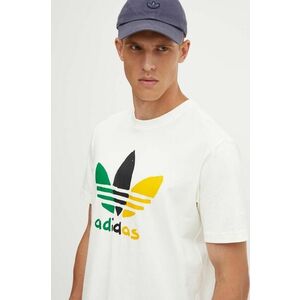 adidas Originals tricou din bumbac barbati, culoarea bej, cu imprimeu, IX6716 imagine