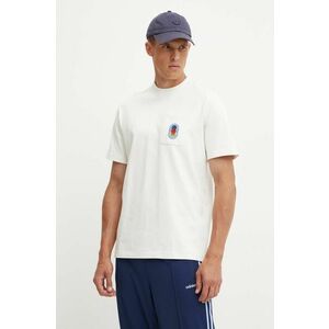 adidas Originals tricou din bumbac barbati, culoarea bej, cu imprimeu, IX6754 imagine