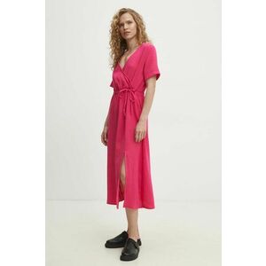 Answear Lab rochie din bumbac culoarea roz, midi, evazati imagine