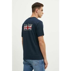 Pepe Jeans tricou din bumbac ALFIE barbati, culoarea albastru marin, cu imprimeu, PM509431 imagine