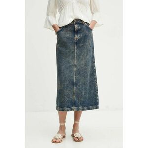 American Vintage fusta jeans culoarea albastru marin, midi, drept, JOY13EH24 imagine