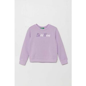 United Colors of Benetton hanorac de bumbac pentru copii culoarea violet, cu imprimeu, 3J70G10F8 imagine