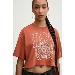 Vans tricou din bumbac femei, culoarea maro, VN000HHEC9J1 imagine