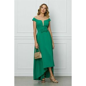 Rochie MBG verde lunga cu funda in talie imagine