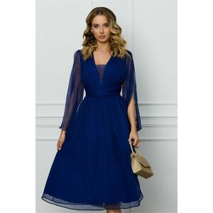 Rochie Leonard Collection bleumarin din matase cu decupaje la maneci imagine