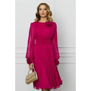 Rochie DY Fashion fucsia din voal cu trandafiri la maneci si decolteu imagine