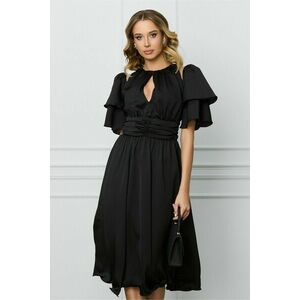 Rochie DY Fashion neagra cu volane la maneci si decupaj la decolteu imagine