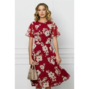 Rochie DY Fashion bordo din voal cu imprimeuri florale ivory imagine