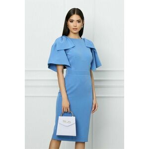 Rochie DY Fashion bleu cu funde pe umeri imagine