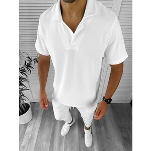 Trening barbati slim fit alb tricou + pantaloni 8207 76 imagine