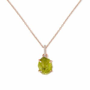 Colier din argint Rose Gold Piece of Peridot imagine