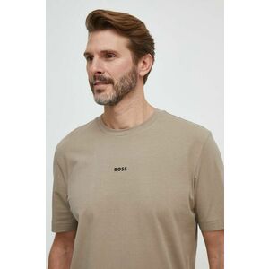 BOSS tricou BOSS ORANGE barbati, culoarea maro, neted, 50473278 imagine