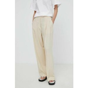 By Malene Birger pantaloni din in culoarea bej, drept, high waist imagine