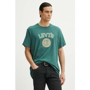 Levi's tricou din bumbac barbati, culoarea verde, cu imprimeu imagine