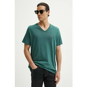 Levi's tricou din bumbac barbati, culoarea verde, neted imagine