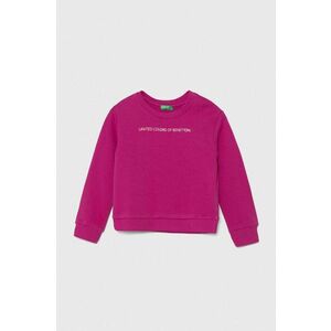 United Colors of Benetton hanorac de bumbac pentru copii culoarea roz, cu imprimeu, 3J70G10F8 imagine