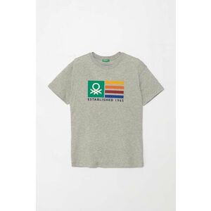 United Colors of Benetton tricou de bumbac pentru copii culoarea gri, cu imprimeu, 3I1XC10JL imagine