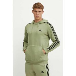 adidas bluza Essentials barbati, culoarea verde, cu glugă, cu imprimeu, JI6425 imagine