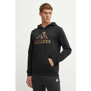 adidas bluza Camo barbati, culoarea negru, cu glugă, cu imprimeu, IW2678 imagine