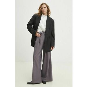 Answear Lab pantaloni femei, culoarea gri, lat, high waist imagine