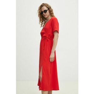 Answear Lab rochie din bumbac culoarea rosu, midi, evazati imagine