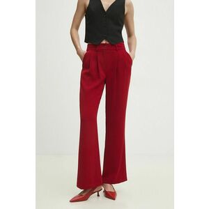 Answear Lab pantaloni femei, culoarea rosu, drept, high waist imagine