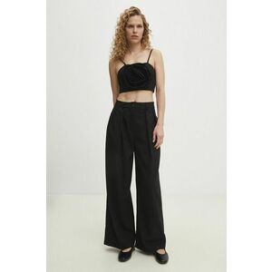 Answear Lab pantaloni femei, culoarea negru, lat, high waist imagine