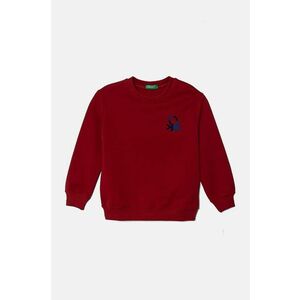 United Colors of Benetton hanorac de bumbac pentru copii culoarea bordo, cu imprimeu, 3J70G10F0 imagine