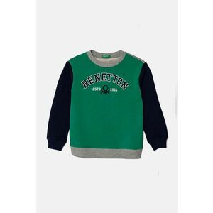 United Colors of Benetton hanorac de bumbac pentru copii culoarea verde, cu imprimeu, 3J70G10F0 imagine