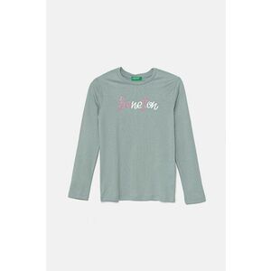 United Colors of Benetton longsleeve din bumbac pentru copii culoarea verde, 3I9WC10JR imagine