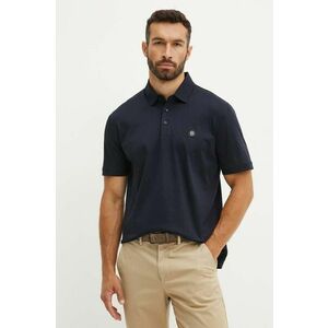 BOSS polo de bumbac culoarea albastru marin, neted, 50520297 imagine