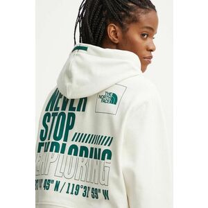 The North Face hanorac de bumbac Coordinates Crop Hoodie femei, culoarea bej, cu glugă, cu imprimeu, NF0A89CKQLI1 imagine