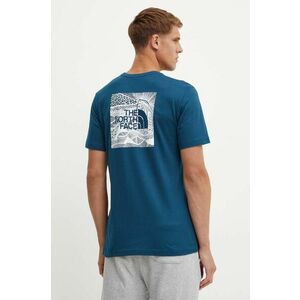 The North Face tricou din bumbac S/S Redbox Celebration Tee barbati, culoarea turcoaz, cu imprimeu, NF0A87NV1NO1 imagine