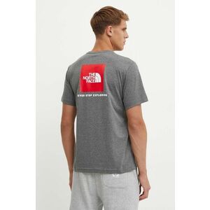 The North Face tricou S/S Redbox Tee barbati, culoarea gri, cu imprimeu, NF0A87NPDYY1 imagine