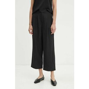 Marc O'Polo pantaloni din amestec de in DENIM culoarea negru, drept, high waist, 5000000189 imagine