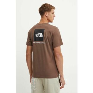 The North Face tricou din bumbac S/S Redbox Tee barbati, culoarea maro, cu imprimeu, NF0A87NP5EX1 imagine