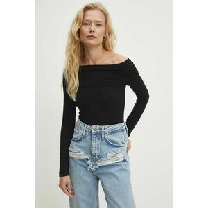 Answear Lab longsleeve culoarea negru, decolteu spaniol imagine