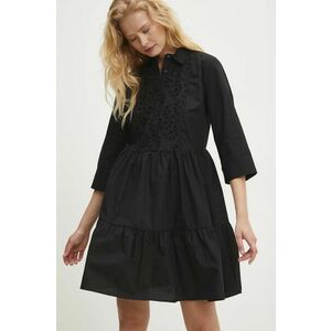 Answear Lab rochie din bumbac culoarea negru, mini, evazati imagine