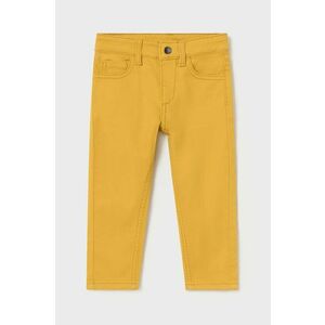 Mayoral pantaloni de bumbac pentru copii slim fit basic culoarea galben, neted, 563 imagine